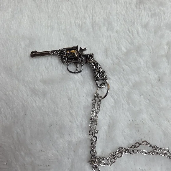 Silver Revolver Pendant Necklace for Women - Picture 3 of 6